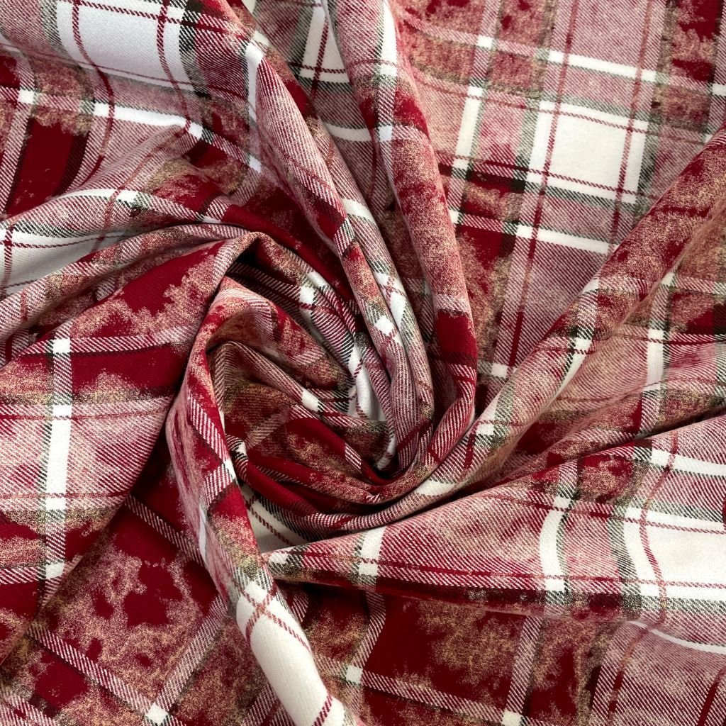 Рубашечная фланель в клетку бордо